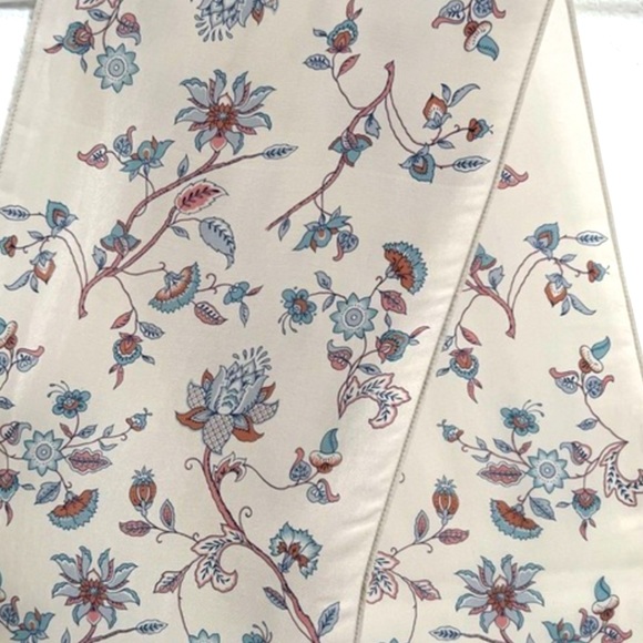 Floral Silk Blend Ivory Blue Pink Floral Print Accent Scarf Hair Tie - Picture 7 of 10